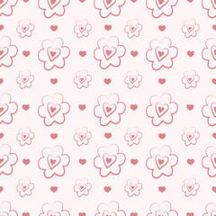 seamless pattern with hearts flowers for valentine's day