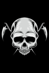 Skull with sharp weapon vector illustration