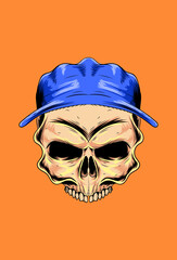 Skull with hat vector illustration