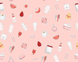 Vector flat seamless texture pattern Feminine Hygiene.