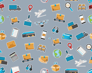 Vector flat seamless texture pattern Logistics.