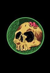 Skull with leaf vector illustration
