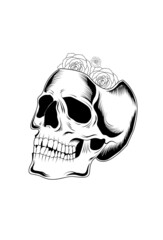 Skull head flower vector illustration