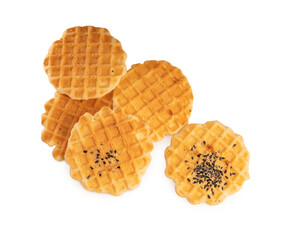 Crackers  isolated on white background, with clipping path,  ready to serve as snacks with tea and coffee on happy time. 
