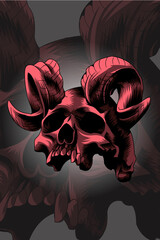 Ring horned skull vector illustration