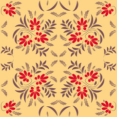 Obraz premium Floral folk damask pattern Fantasy flowers 