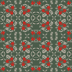 Floral folk damask pattern Fantasy flowers 