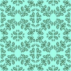 Floral folk damask pattern Fantasy flowers 