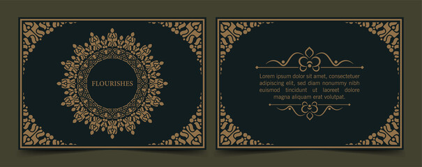 Vintage ornament greeting card vector template