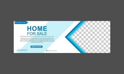 Real estate agency home sale social media cover. Horizontal business web banner set vector