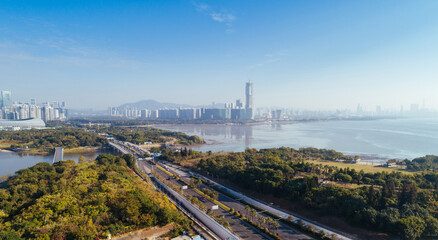 Aerial view of landscape in Shenzhen city,China
