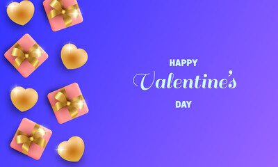 Fototapeta na wymiar happy valentine's day with 3d love balloons and 3d gifts