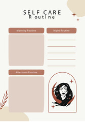 Beige Brown Abstract Self Care Routine Planner