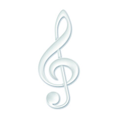 Obraz premium White Treble clef, music violin clef sign. Paper icon with shadow