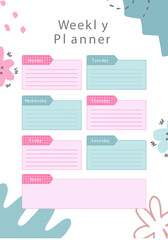 White Colorful With Abstract Illustration Weekly Planner