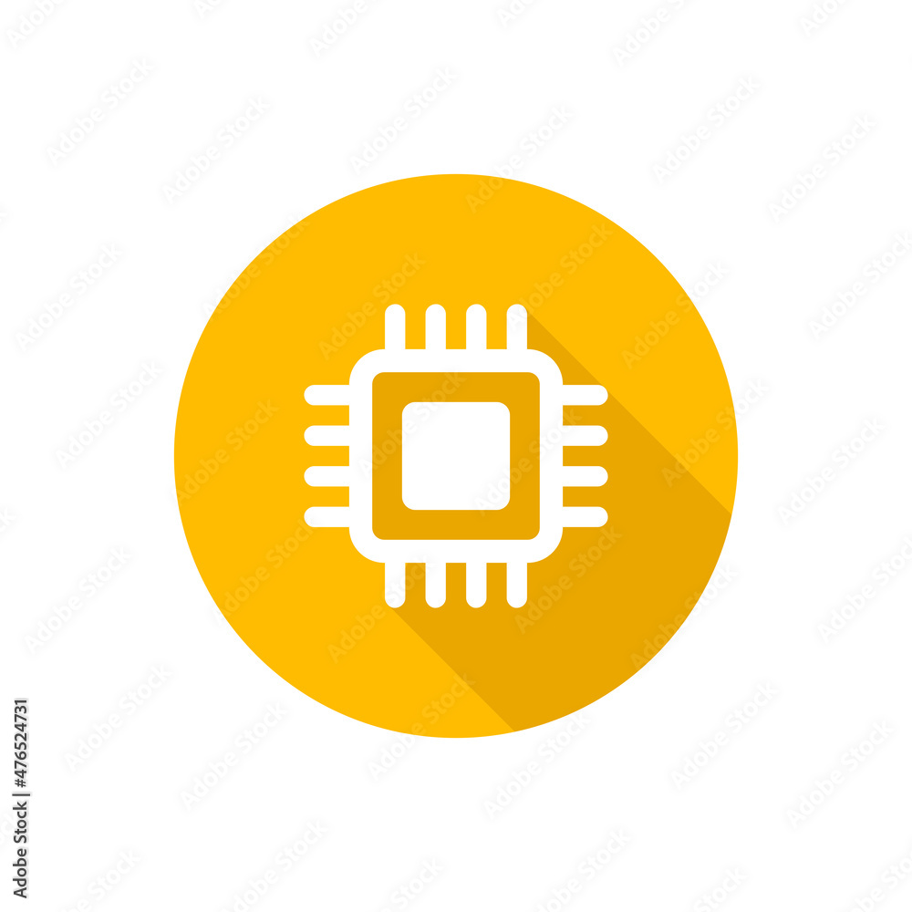 Sticker CPU flat icon with shadow