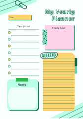 Blue Pink Playful Sticker Yearly Planner