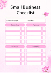 Pink Watercolor Botanical Business Checklist Planner