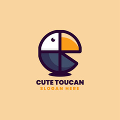 Vector Logo Illustration Toucan Simple Mascot Style.