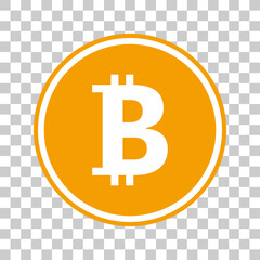 A simple bitcoin icon. Vector illustration with transparent background.