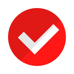 Red check mark icon. Vector.