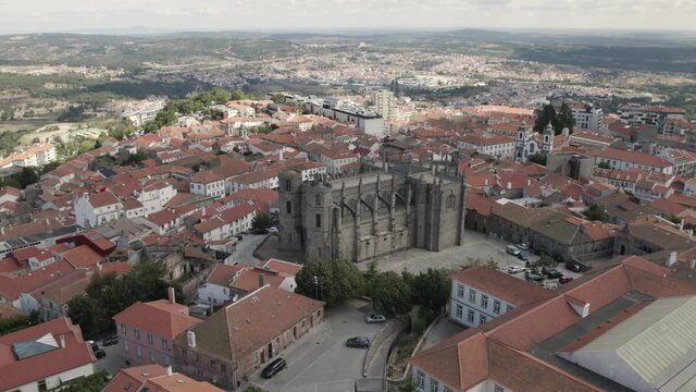 Guarda city square lined by 16th-to-18th century mansions and its imposing austere cathedral