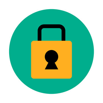 Round lock icon. Padlock vector icon showing security.