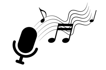 Stylish design that looks like a musical staff with notes coming out of the microphone. Vector.