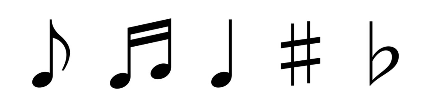 A set of music symbol icons. Vector of simple icons.