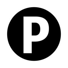 Black circle parking sign. Vector.