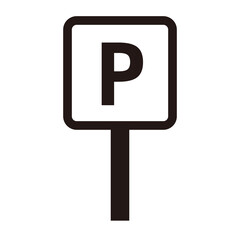 Parking sign icon with pole. Vector.