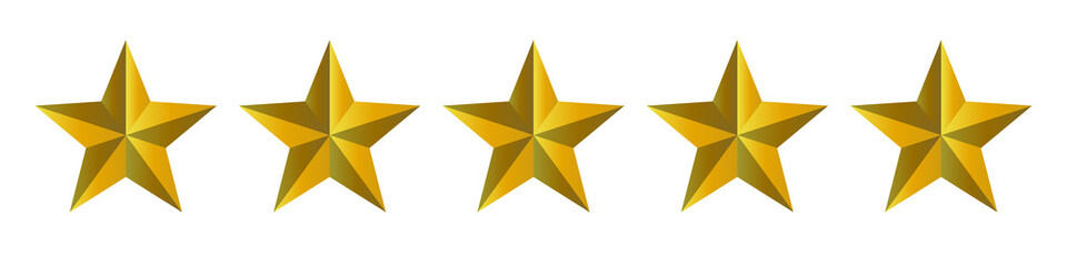 5 star icon. A golden icon that can be used for reviews and ratings.