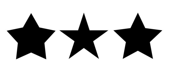 Black star icons in various shapes. Vectors.