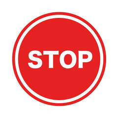 Round stop sign in red. Vector.