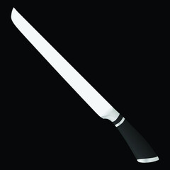 chef knife, butcher meat knife for butcher shop, Meat cutting knives, Cutlery icon set - vector realistic kitchen knives isolated on black, Vector illustration