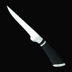 chef knife, butcher meat knife for butcher shop, Meat cutting knives, Cutlery icon set - vector realistic kitchen knives isolated on black, Vector illustration