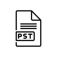 Black line icon for pst file