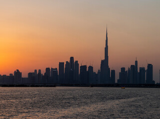 Fototapeta na wymiar Dubai, UAE - 12.03.2021 View of Dubai skyline, shot made from Jadaf walk.City