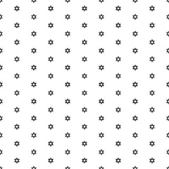 Square seamless background pattern from black star of David symbols. The pattern is evenly filled. Vector illustration on white background