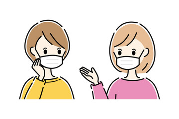 マスク　女性　会話　おしゃべり