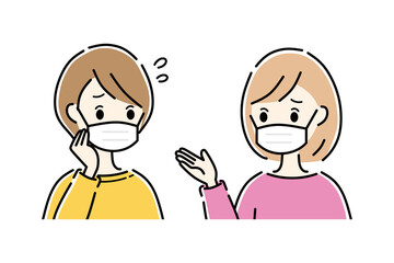 マスク　女性　会話　おしゃべり　困る