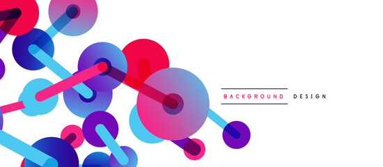 Abstract background. Round dots connected by lines. Trendy techno business template for wallpaper, banner, background or landing
