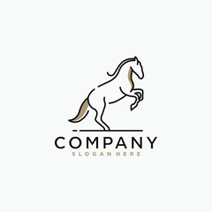 Logo inspiration, a horse that is jumping that looks elegant using lines. This logo is suitable for business, technology, animals etc.
