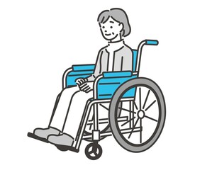 車椅子に乗るシニアのベクターイラスト素材／車いす／介護／怪我／福祉