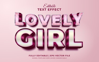 Lovely girl in pink theme with bold 3d editable text effect style