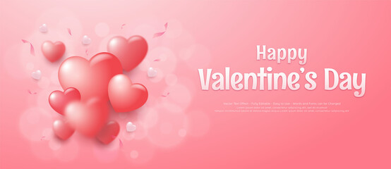Realistic soft pink valentine's day background