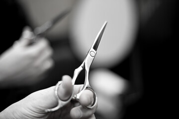 barber tool scissors close in retro vintage style
