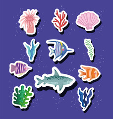 icons sea life stickers