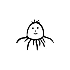 Line art illustration with black toys doodle element for print design.