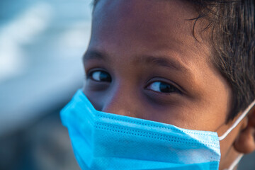 a child with mask close up